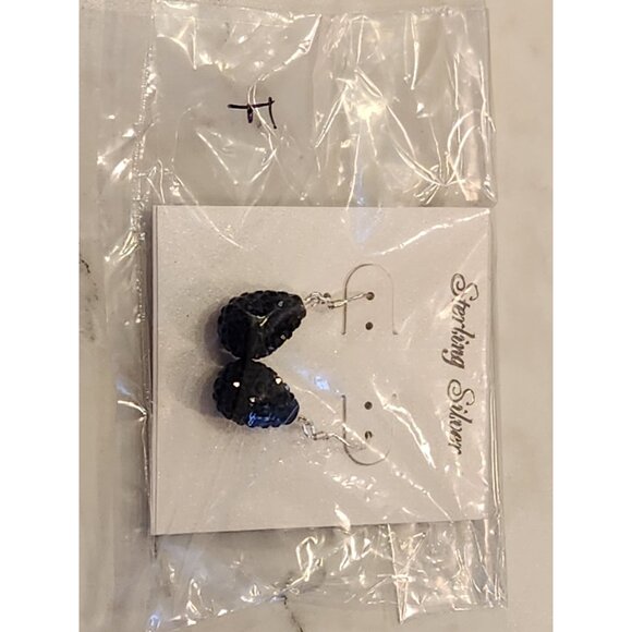 Sterling Silver Blue Crystal Teardrop Dangle Earrings - Picture 2 of 5